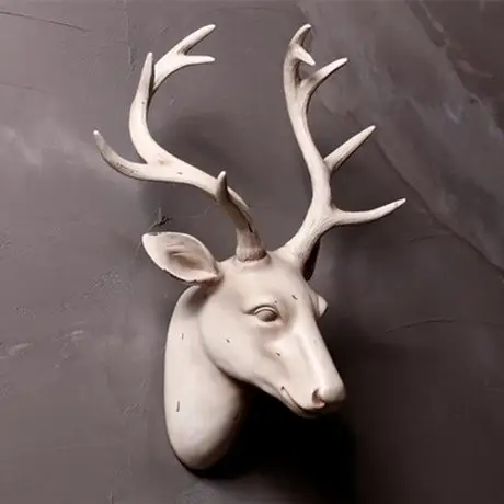 树脂鹿头挂件家居饰品软装动物壁饰驯鹿头壁挂会所样板房玄关墙饰