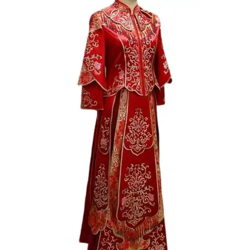 秀禾服新娘服新款重工高端凤冠霞帔新娘结婚中式长袖敬酒礼服