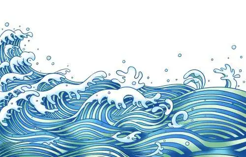 海浪纹中式纹样国潮插画元素