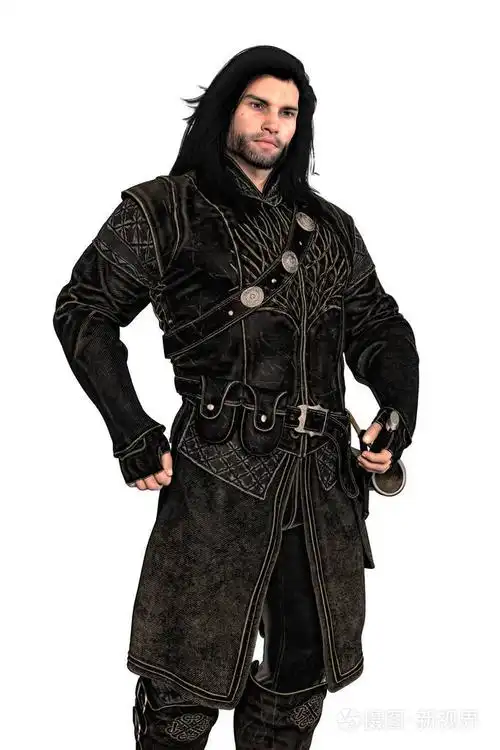 男性幻想中世纪游侠或贵族的三维数字渲染.