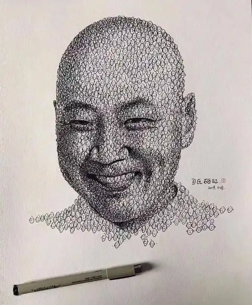 郭冬临的这个则是郭冬临本人的卡通肖像画出来的,画一万个之后就完成
