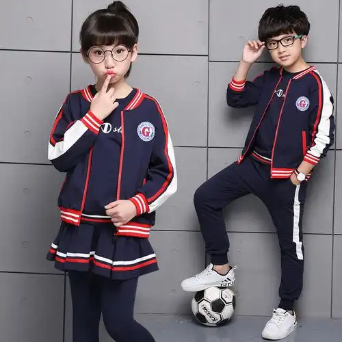 小学生秋季班服校服三件套韩国学院风园服男女儿童春秋运动会套装