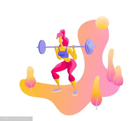 女孩从事体育运动,举起杠铃时髦的平面矢量插图