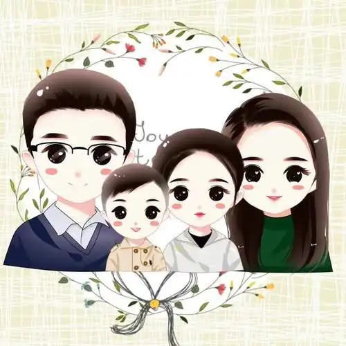 幸福得刚刚好,一家三口,四口美满全家福头像