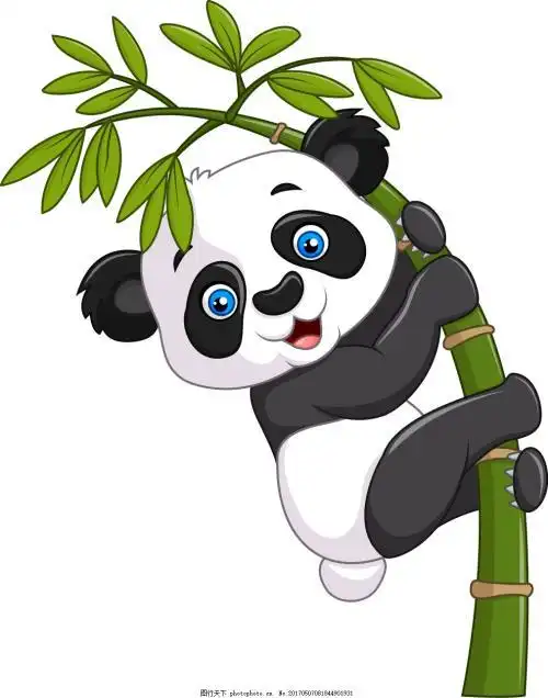 可爱的熊猫 卡通 竹子