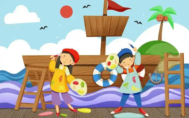 卡通美术培训绘画卡通人物插画背景素材