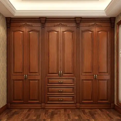 斯图娅全屋定制整体衣柜纯实木开放漆欧式衣帽间红橡原木衣柜