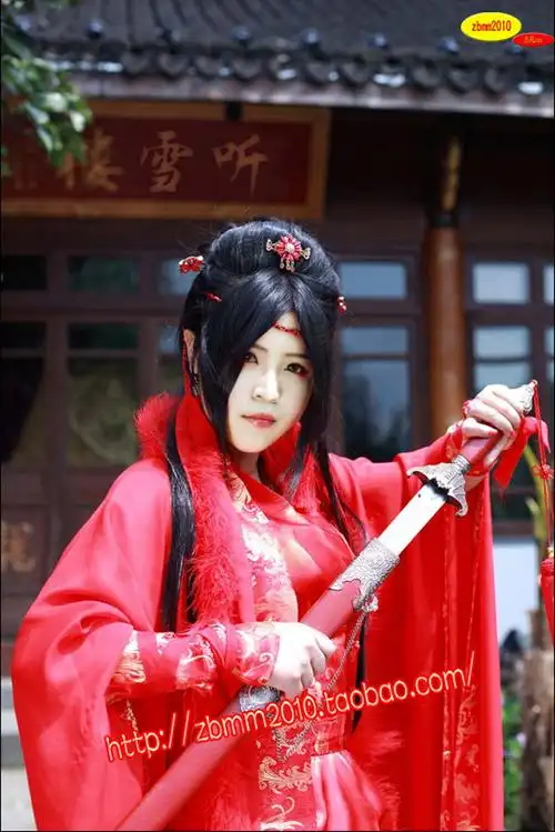 听雪楼 舒靖容 cos 红色 古装 女侠 现货 cosplay 汉服 写真 女 最不