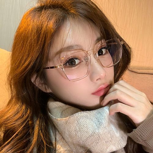 小红书同款茶色蓝光方形眼镜框女韩版大脸显瘦可配度数素颜眼睛框