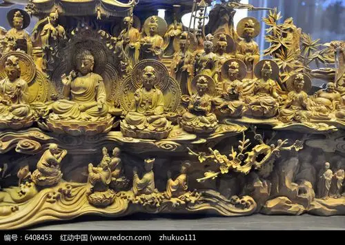 檀香木雕莲池海会