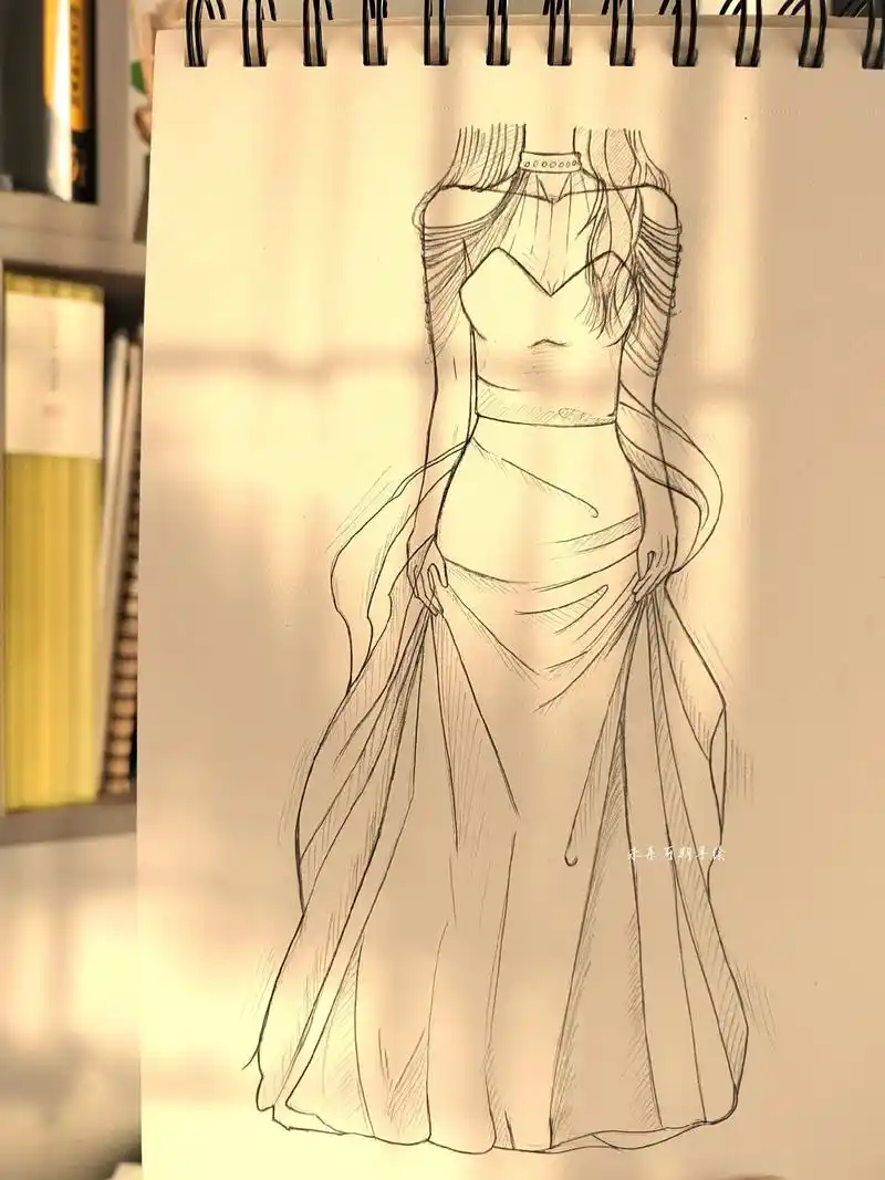 简单的婚纱礼服简笔画过程图过程分享,想画就画,随心所欲……# - 抖音