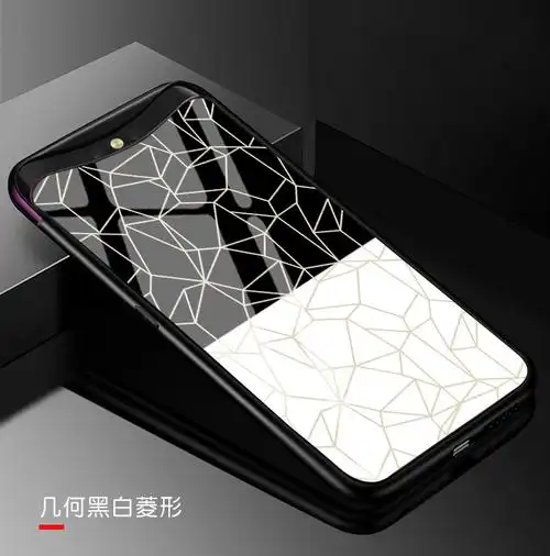 oppo find x镜面钢化玻璃手机壳日韩几何鱼鳞祖母绿冷淡风findx保护套