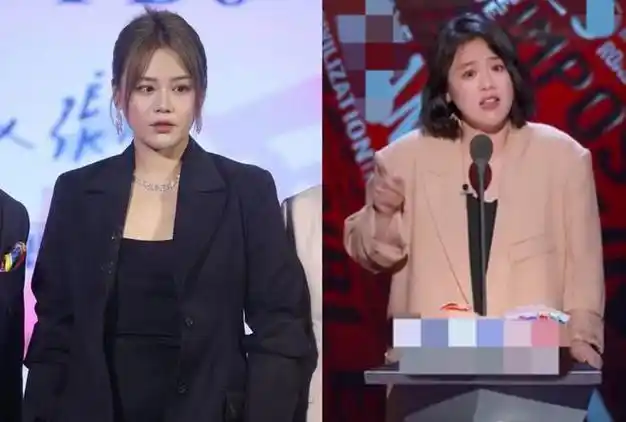 马思纯穿西装时髦大气!无名指钻戒虽闪亮,但还是没一双胖手抢镜