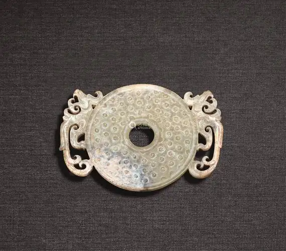 战国白玉双龙出廓璧