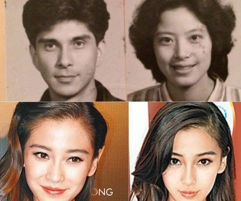 angelababy一直被传整形,13日凌晨她在微博中曝光了父母年轻时候和