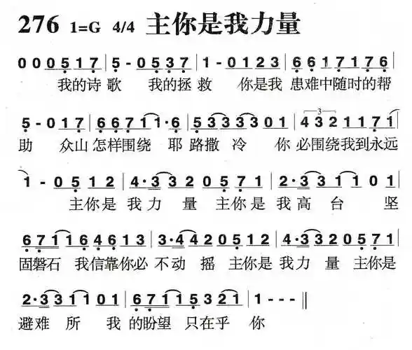 主你是我力量) / 南窗听雨编辑相关歌谱:[简谱]第859首 -主你是