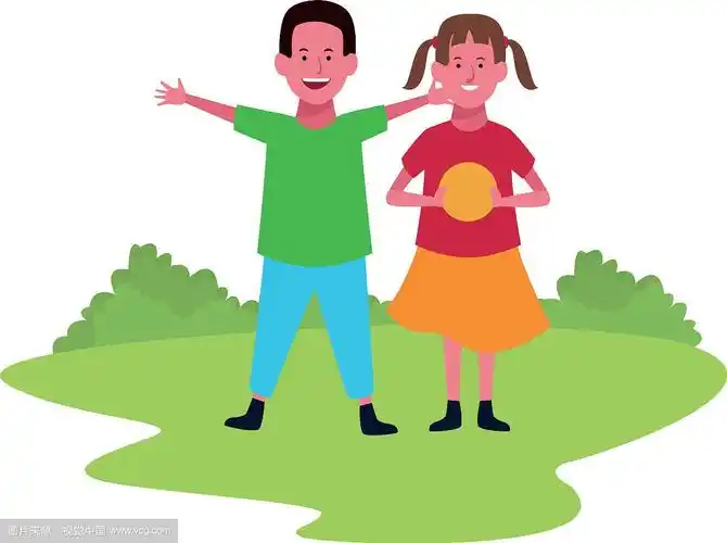 两个孩子微笑的卡通