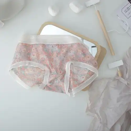 夏季网纱ins烂漫低腰少女内裤 花朵甜美女士短裤薄款透气日系新品