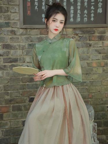 (今日10.5折)明制汉服女款唐装中国风女装改良旗袍上衣盘扣古装茶服新