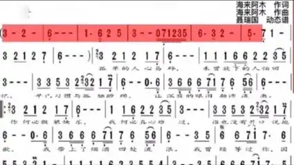 《你的万水千山》海来阿木原唱歌曲,动态谱伴奏