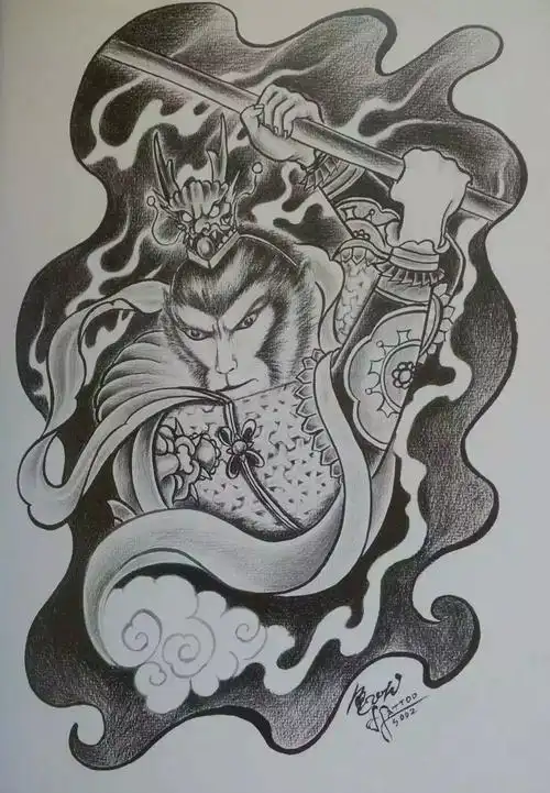 猴子纹身手稿,纹身电话15755722152