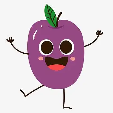 手绘开心创意紫色小李子