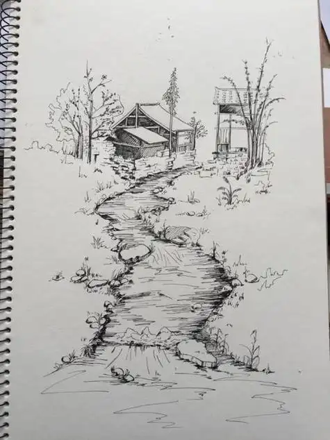 批量速写联考风景速写大量定制绘画艺术画风景速写风景速写是线条艺术