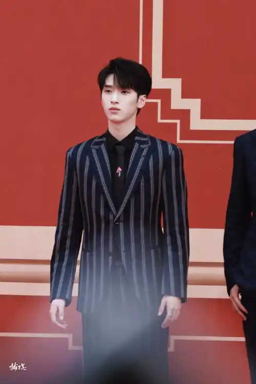 严浩翔北影节条纹西装造型