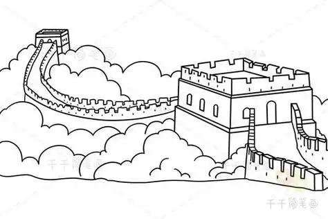 简笔画长城图片 长城简笔画作品 长城怎么画 关于长城的儿童绘画图片