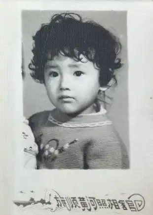 董洁在微博说:"我小时候!除去"假发",小顶顶很像我".