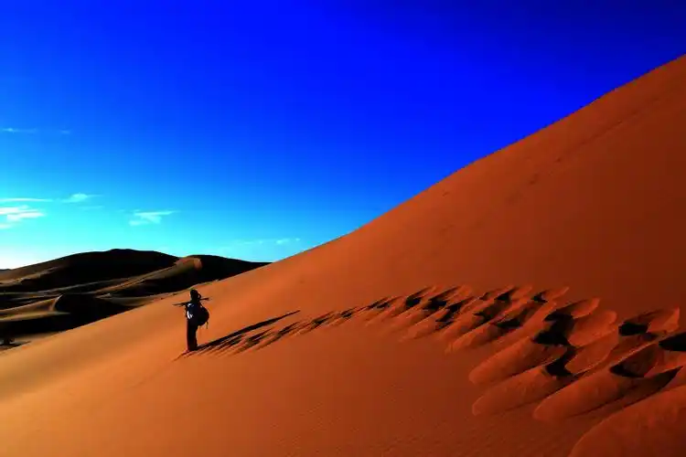 沙漠上,行走的脚步.