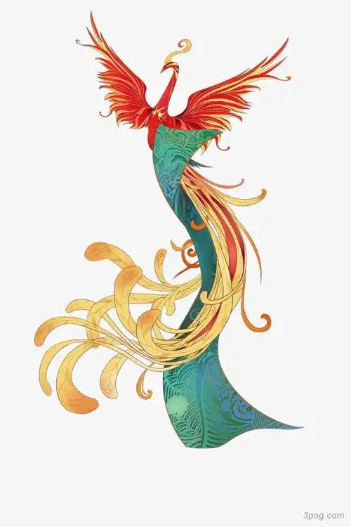 飞天凤凰png素材透明免抠图片-卡通手绘