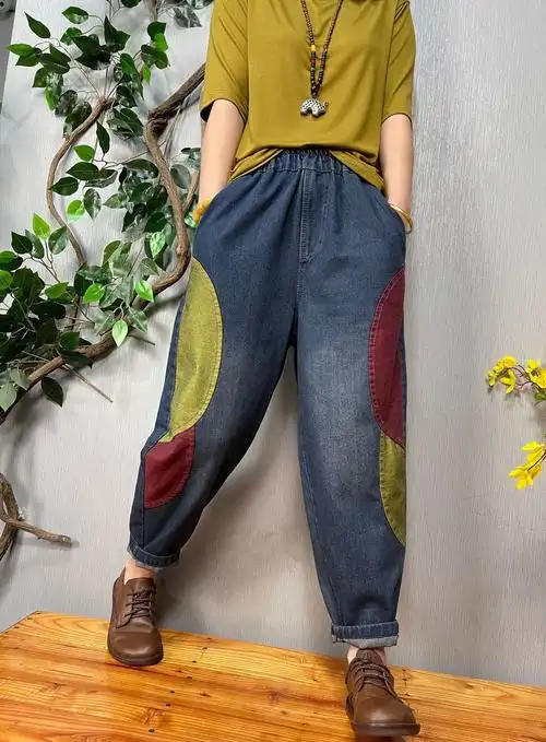 哈伦裤女街头图片