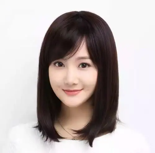 假发女长发中老年妈妈遮白发时尚中长发全头套长直发斜刘海显年轻