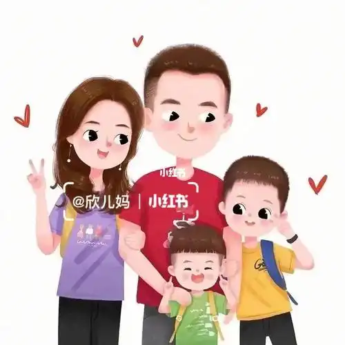 两个男孩#亲子  #亲子卡通头像  #背景图  #全家福  #幸福一家全家福