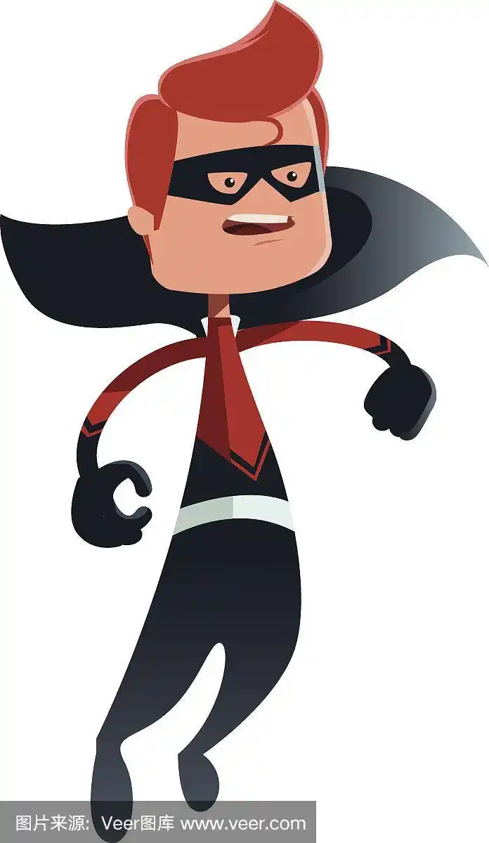 超人蒙面英雄矢量插图卡通人物