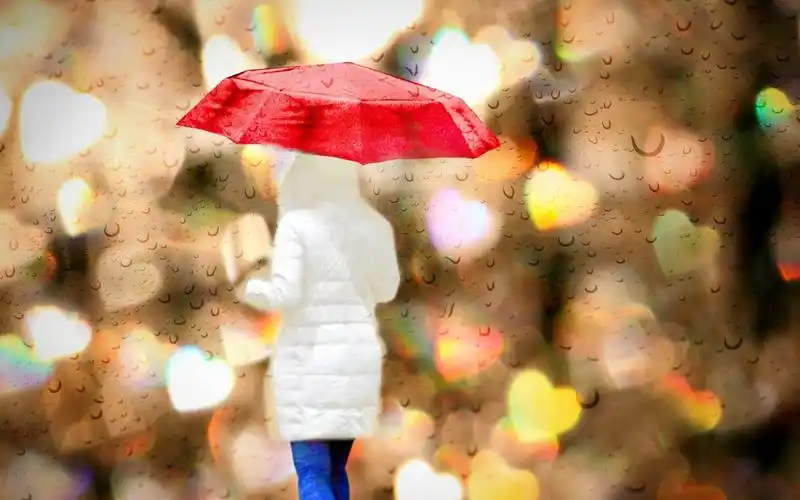 意境,一个人,漫步,雨伞,雨天,下雨,风景独自一人雨中漫步 壁纸图片