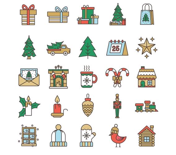 圣诞图标大全可爱,圣诞节图标设计大全_北极熊素材库