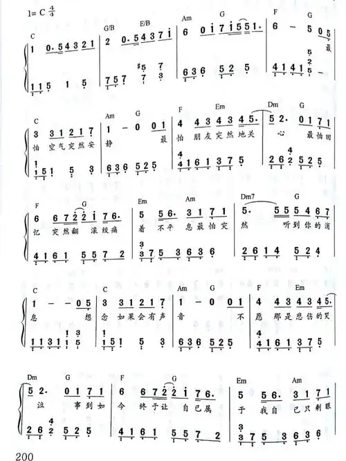 突然好想你钢琴即兴伴奏谱