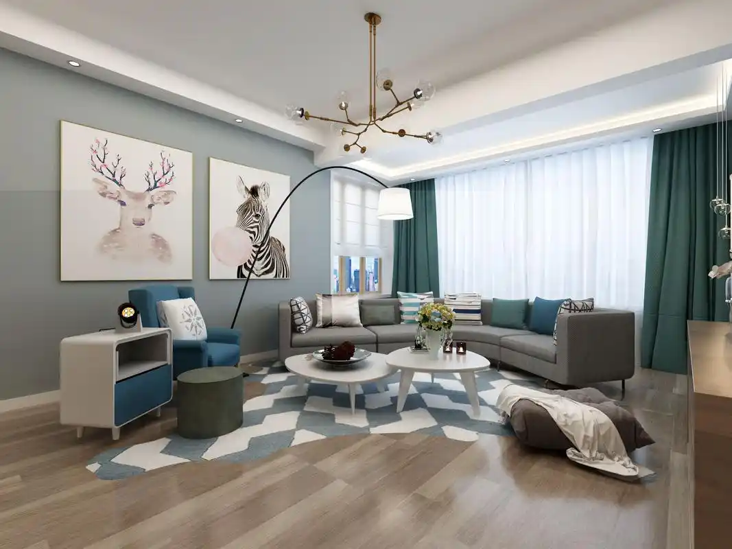 二居室北欧风格沙发背景墙装修效果图