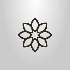 简单的矢量线条艺术象征关于花和num.八花瓣照片