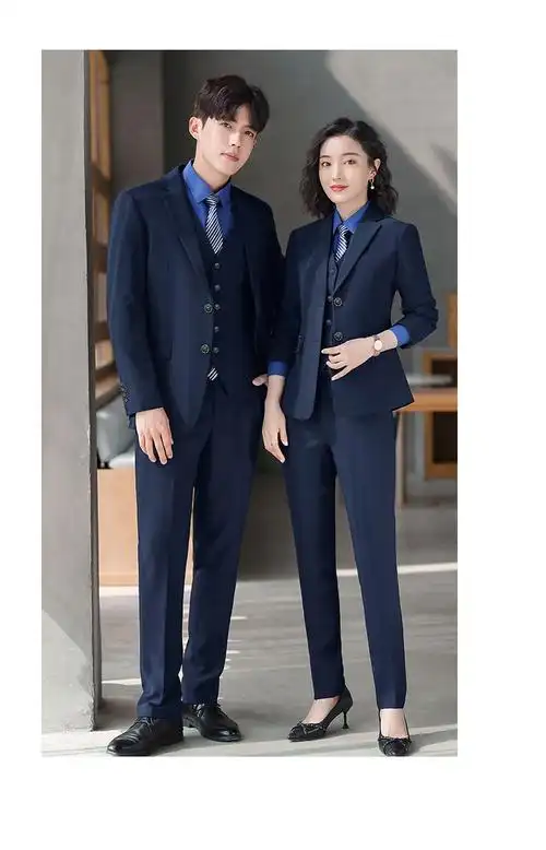 舒弗星男女职业装西装套装公司面试正装西服三件套4s店房地产销售工作