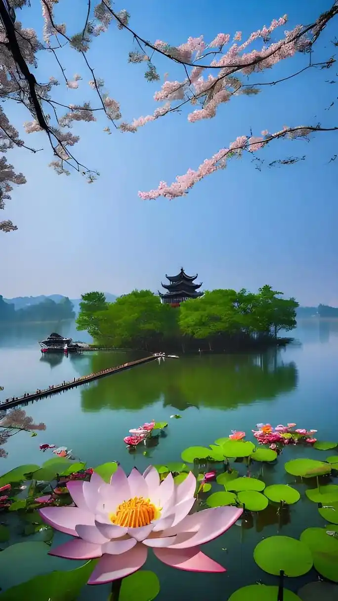 杭州西湖.西湖荷花开啦!好想"荷"你相约西子湖畔赏赏荷花!接 - 抖音