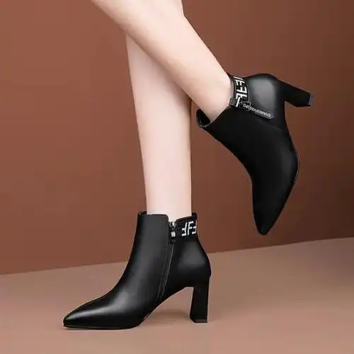 真皮高跟鞋,粗跟短靴 mt7061