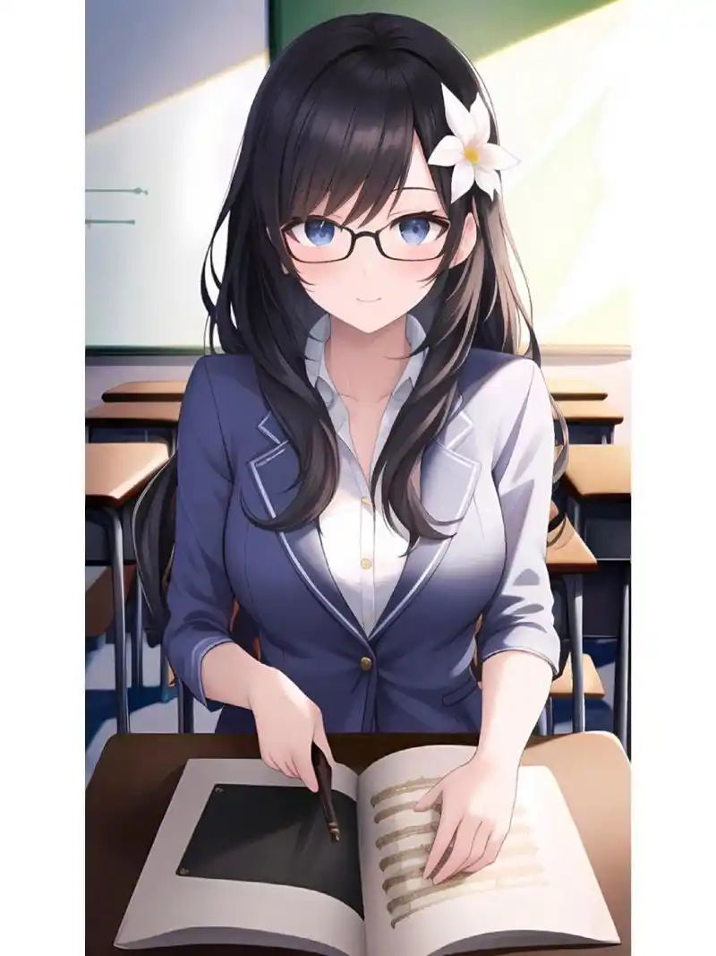 安静优雅的教室女老师,动漫二次元绘画人物