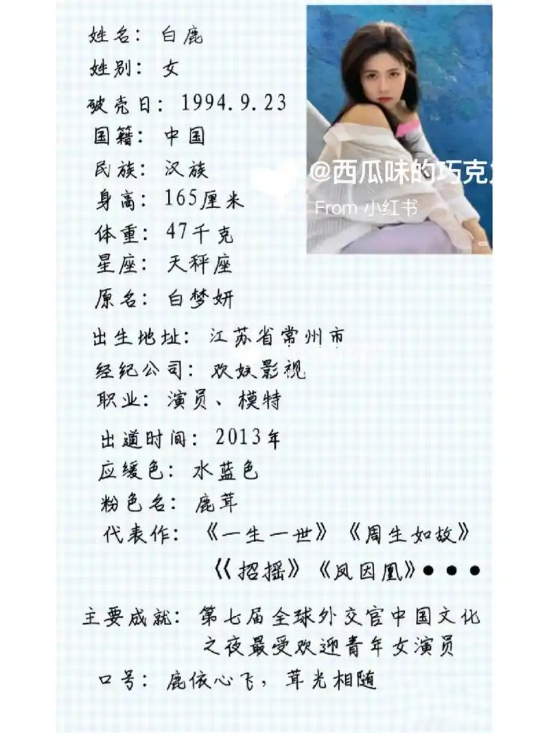 白鹿个人资料来了