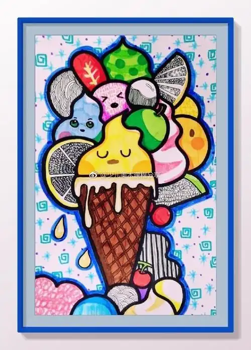 创意美术##少儿美术课程分享##色彩#儿童画范画超话分享一组儿童画