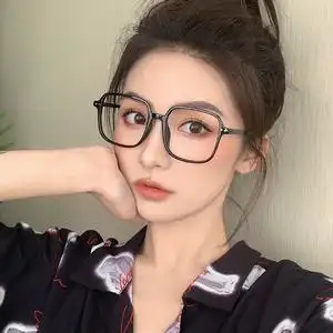 方形黑色镜框ins大框素颜眼镜长脸可配近视镜女显脸小有度数平光