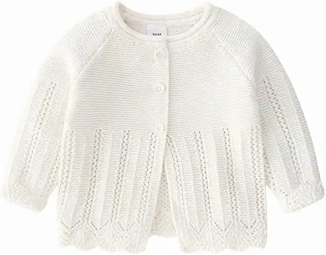 女童毛衣长袖前开襟纽扣针织开衫儿童衣服 1-6 岁