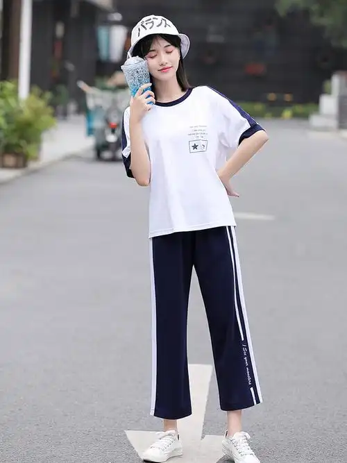 博诗琪初中生运动大童休闲套装女两件套潮 190101